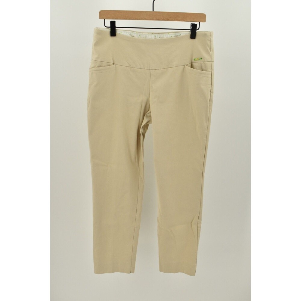 Swing Control Women's Size 14 Pull On Stretch Golf Pants Beige Ankle Crop M4005
